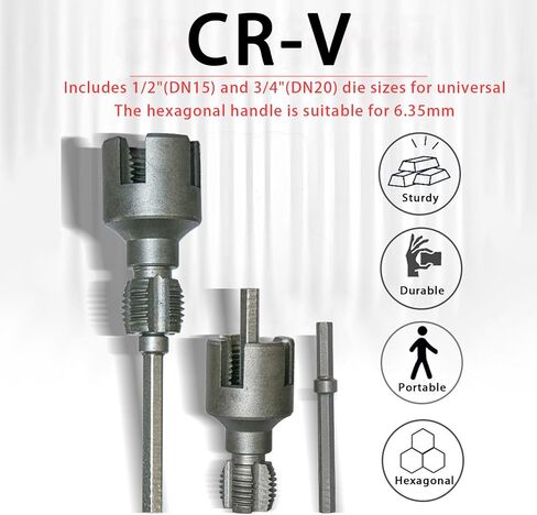 Pipe Threader Tool Set Drill-Driven Dual-Function Internal & External Threading for 1/2 & 3/4″ Pipe – PVC & Metal Pipe Threader in Kuwait