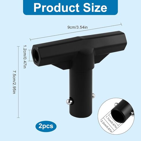 2PCS Trampoline Pole Covers T-Tube Connectors - Black T-Shaped Plastic Pole Covers for Top Pole & Net Connection, Replacement Accessories for Trampoline Safety Net in Kuwait