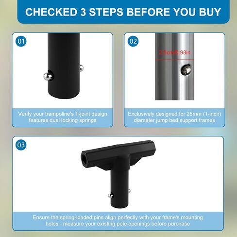 2PCS Trampoline Pole Covers T-Tube Connectors - Black T-Shaped Plastic Pole Covers for Top Pole & Net Connection, Replacement Accessories for Trampoline Safety Net in Kuwait