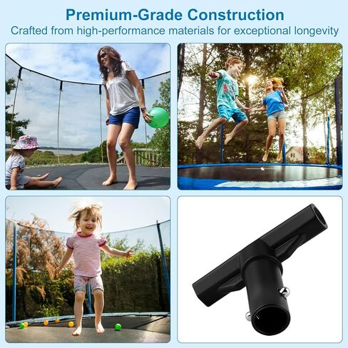 2PCS Trampoline Pole Covers T-Tube Connectors - Black T-Shaped Plastic Pole Covers for Top Pole & Net Connection, Replacement Accessories for Trampoline Safety Net in Kuwait