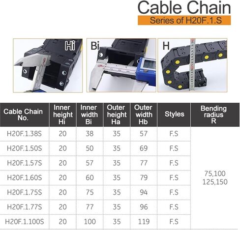 كبل متر السحب cchain h20f.1.s نوع الجسر افتح كلا الجانب 20 * 38mm 50 57 60 75 77 100 (75mm ، 20x57 مم) in Saudi Arabia