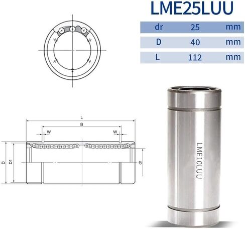 1PC Motion Linear Bearings LME25LUU/30LUU/40LUU/50LUU/60LUU/80LUU Long Cylindrical Sleeve Ball Bearing(LME40LUU) in Saudi Arabia