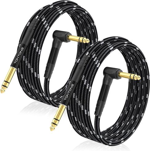 1/4 Inch TRS Cable Right Angle to Straight 2-Pack 6.6FT, 6.35mm Balanced 1/4 Audio Cable for Electric Guitar Bass Keyboard Mixer Amplifier Speaker in Saudi Arabia