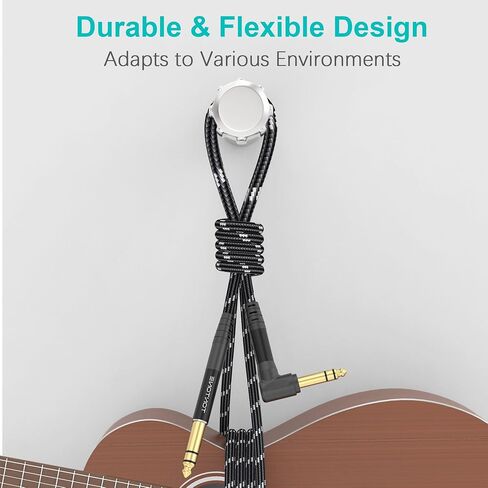 1/4 Inch TRS Cable Right Angle to Straight 2-Pack 6.6FT, 6.35mm Balanced 1/4 Audio Cable for Electric Guitar Bass Keyboard Mixer Amplifier Speaker in Saudi Arabia