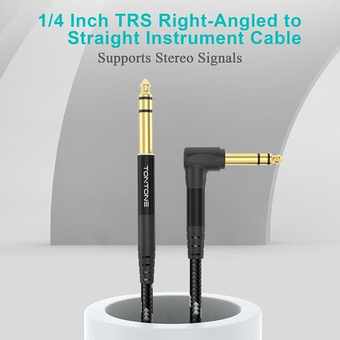 1/4 Inch TRS Cable Right Angle to Straight 2-Pack 6.6FT, 6.35mm Balanced 1/4 Audio Cable for Electric Guitar Bass Keyboard Mixer Amplifier Speaker in Saudi Arabia