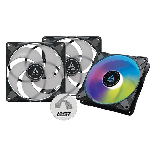 ARCTIC P14 PWM PST A-RGB (3 Pack) - PC Fans, 140mm PWM Case Fan, Optimised for Static Pressure, Semi-Passive: 200–1900 RPM (0 RPM <5%), 5V 3 Pin A-RGB LED - Black in Saudi Arabia