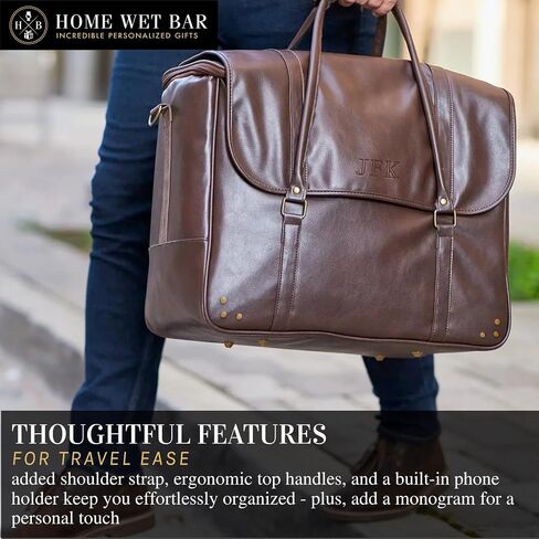 Graham Whisky Bottle Carrier و Weekender Travel Bag | مقاومة للماء قابلة للتخصيص والداخلية المعزولة | جلد نباتي | مثالي للتذوق والحفلات و getaways in Saudi Arabia