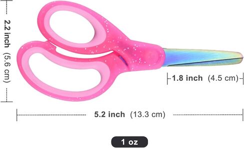 5" Kids Scissors Set(3 Pcs), Safety Rounded edge Blunt-Tip, Titanium Coating Blades, Comfort Grip for School Classroom Children and Toddler Cutting Craft Paper, Glitter Assorted Color in Kuwait