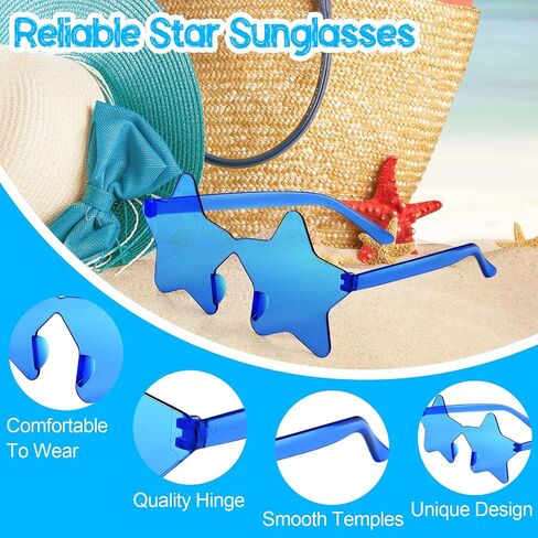 PLULON 15 Pairs Red Star Sunglasses Bulk Colorful Rimless Star Shape Sunglasses for Kids Colored Glasses Birthday Bachelorette Party Favors Summer Outdoor Activities for Women Men Kids Adult in Saudi Arabia