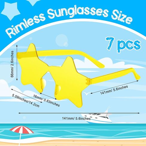PLULON 15 Pairs Red Star Sunglasses Bulk Colorful Rimless Star Shape Sunglasses for Kids Colored Glasses Birthday Bachelorette Party Favors Summer Outdoor Activities for Women Men Kids Adult in Saudi Arabia