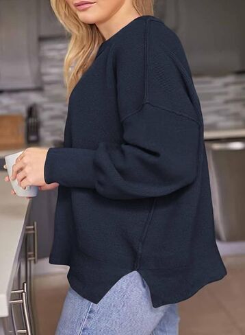 سترات Eytino Plus Size للنساء الضخمات ذات الأكمام الطويلة ذات الأكمام الطويلة متماسكة من أعلى سترات من السحب الدافئ مع الجيب (1x-5x) in Saudi Arabia