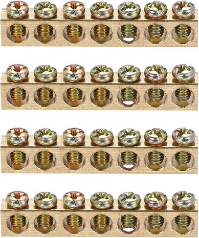 MECCANIXITY 8 Pcs Terminal Ground Bar, 7 Positions Screw Brass Terminal Ground Bar, M4 5.5x7.5mm Screw Block Barrier Brass for Electrical Devices in Saudi Arabia