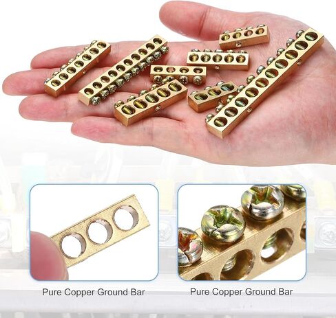 MECCANIXITY 8 Pcs Terminal Ground Bar, 7 Positions Screw Brass Terminal Ground Bar, M4 5.5x7.5mm Screw Block Barrier Brass for Electrical Devices in Saudi Arabia