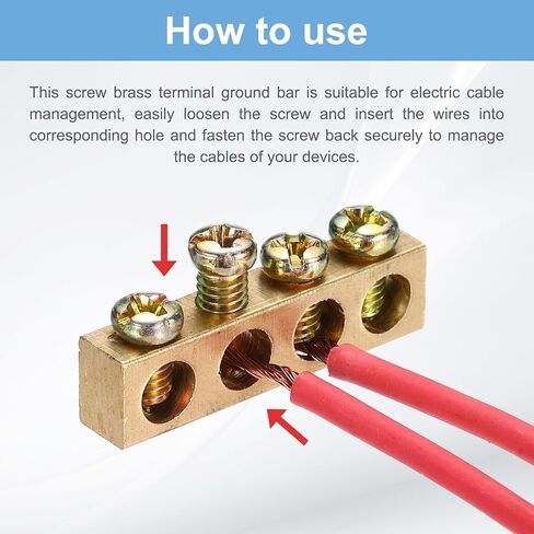 MECCANIXITY 8 Pcs Terminal Ground Bar, 7 Positions Screw Brass Terminal Ground Bar, M4 5.5x7.5mm Screw Block Barrier Brass for Electrical Devices in Saudi Arabia