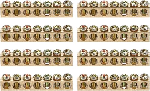 Meccanixity 8 PCS Bar الطرفية الأرضية ، 7 مواقف شريط أرضي من النحاس النحاسي ، M4 5.5x7.5mm المسمار الحاجز النحاس للأجهزة الكهربائية in Kuwait