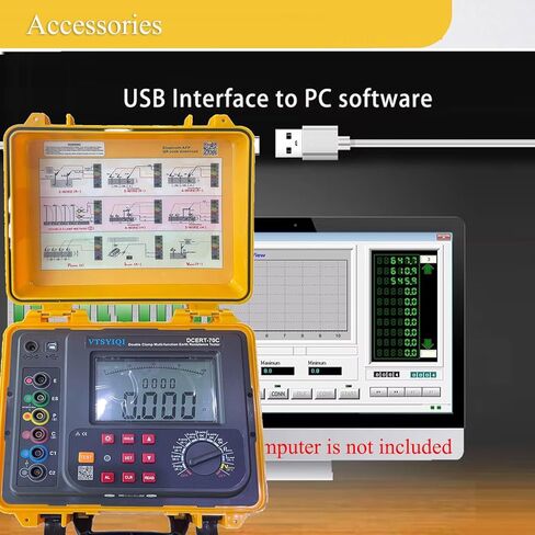 Double Clamp Soil Resistivity Meter Four Wire Ground Resistance Tester with Resistance Range 0.00Ω-30.00kΩ AC Leakage Current 0.00mA-600A Soil Resistivity 0.00Ωm-9000kΩm 2000 Groups Storage in Saudi Arabia