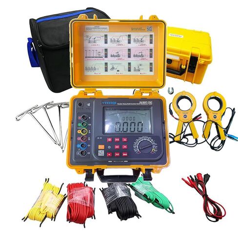 Double Clamp Ground Resistance Meter Multifunction Ground Resistance Tester Digital Soil Resistivity Tester with Range 0.00Ω-30.00kΩ AC Leakage Current 0.00mA-600A 2000 Groups Data Storage USB in Saudi Arabia
