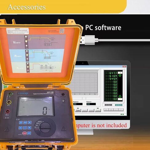 Digital Ground Resistance Tester Meters 3-Wire 2-Wire Earth Ground Resistance Meter with Range 0.00ohm to 2000ohm Range 0 to 600V 400 Sets Data Storage Rechargeable Lithium Battery IEC61010-1 in Saudi Arabia