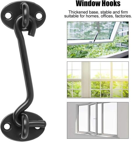 Garosa Stainless Steel Cabin Hooks Kit Black, Window Latch with Screw Fittings, Suitable for Home, Office, Supermarket, Factory in Saudi Arabia