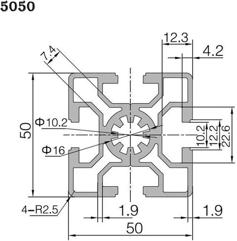 1 piece 5050-10 EU Aluminum Profile 10mm Slotted with Linear Guide Extruded European Standard Anodized 500mm 600mm(500mm) in Saudi Arabia
