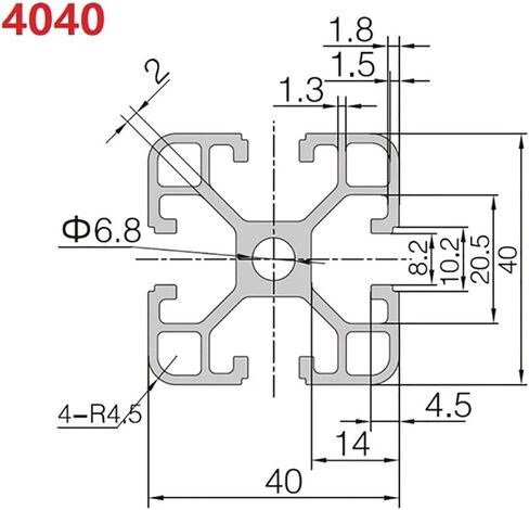 4040 Aluminum Profile Anodized Extrusion 100 300 600 800 2000mm Length Linear Guide Rail for CNC 3D Printer(450mm) in Kuwait