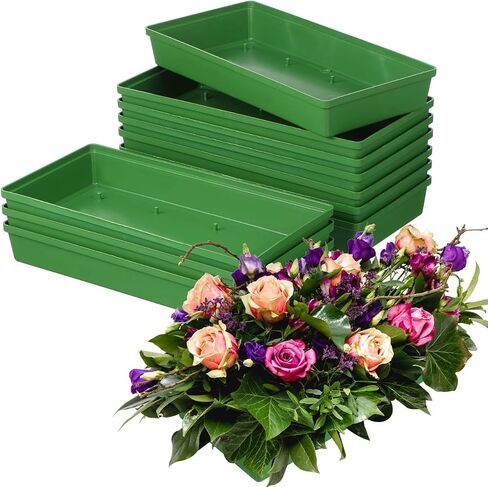 10pcs Floral Foam Trays for Flower Arrangement, Rectangle Floral Foam Holder, Plastic Mud Fixing Plates Flower Bowls for Centerpieces, Festival Wedding Party Decoration, 10.22x4.72x1.57in in Saudi Arabia