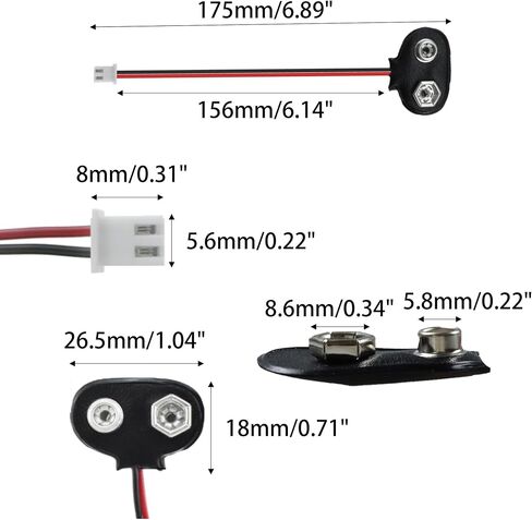 3pcs 9v البطارية المفاجئة إلى كبل موصل المكونات 2-pin in Kuwait