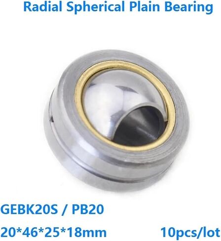 10pcs/lot GEBK20S PB20 Radial Spherical Plain Bearing 20×46×25×18mm Self-Lubrication for 20mm Shaft 20 * 46 * 25 * 18 mm in Saudi Arabia