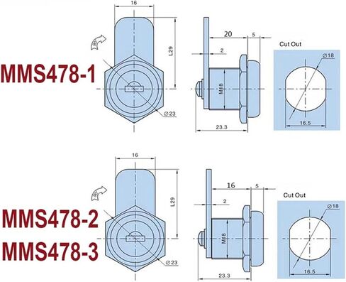 Cabinet Cam Lock for Box Cupboard Locker Yacht Car Bathroom Window Hardware DIY MMS478 1Pcs(MMS478 2 16mm) in Saudi Arabia