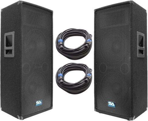 الصوت الزلزالي - SA -122T -PKG23 - زوج من مكبرات الصوت المزدوجة 12 بوصة PA/DJ وكابلات مكبرات الصوت 50 ' - نادي مزدوج 12 بوصة ، مكبرات صوت صاخبة للحفلات in Saudi Arabia