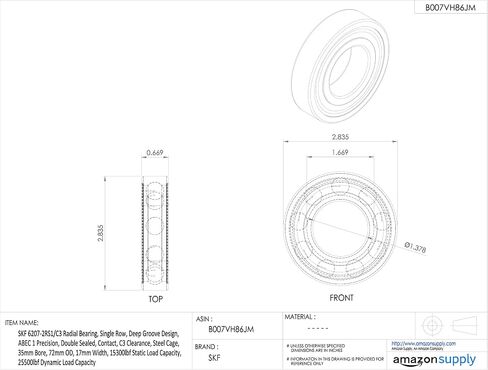 محمل شعاعي SKF 6207-2RS1/C3 ، صف واحد ، تصميم الأخدود العميق ، ABEC 1 الدقة ، مغلقة مزدوجة ، ملامسة ، خلوص C3 ، قفص الصلب ، تجويف 35 مم ، 72 مم OD in Saudi Arabia