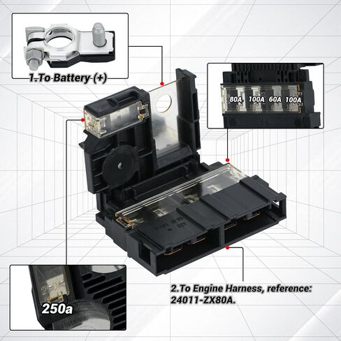 24380-JA00A FUSELINK FUSE COMPOOS متوافقة مع نيسان Altima 2007-2012 MAXIMA 2009-2014 MURANO 2009-2014 محطة الصمامات الإيجابية للبطارية استبدال 924-079 24380JA00A in Kuwait