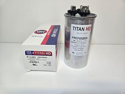 TITAN HD PRCFD505A 50/5 MFD 50+5 مكثف مزدوج التشغيل المصنوع في الولايات المتحدة الأمريكية HVAC A/C مكيف الهواء باكارد in Kuwait