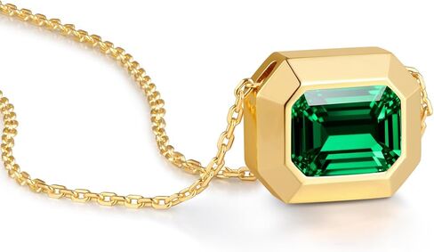 2 Carat Emerald Cut Moissanite Necklace for Women | D Color VVS1 Clarit 925 Sterling Silver 14K Gold Pendant Necklace | Birthday Jewelry Gifts for Her Mom Wife in Kuwait