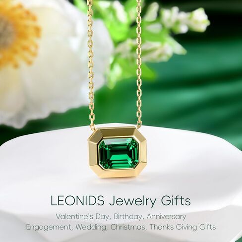 2 Carat Emerald Cut Moissanite Necklace for Women | D Color VVS1 Clarit 925 Sterling Silver 14K Gold Pendant Necklace | Birthday Jewelry Gifts for Her Mom Wife in Kuwait