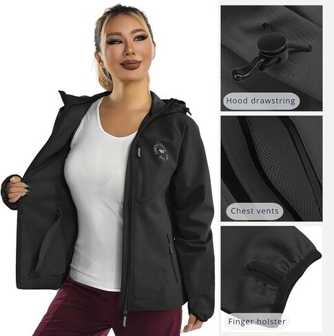 Wulibike Rain Jackets Women Waterproof Softshell Cycling Fleece Windbreaker Cold Weather Running Jacket Hooded Hiking Coat in Saudi Arabia