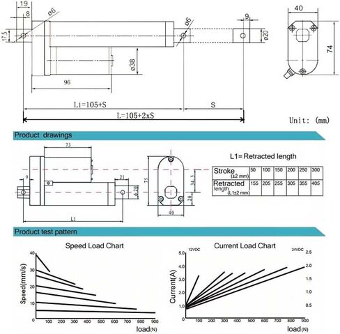 12V 24V 100MM 4 Inch Stroke Linear Actuator with Mounting Brackets (12V, 75MM/S 100N) in Saudi Arabia