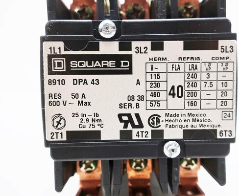 Square D 8910DPA43V02 AC Contactor 3P 120V-AC 40A AMP 20HP in Saudi Arabia