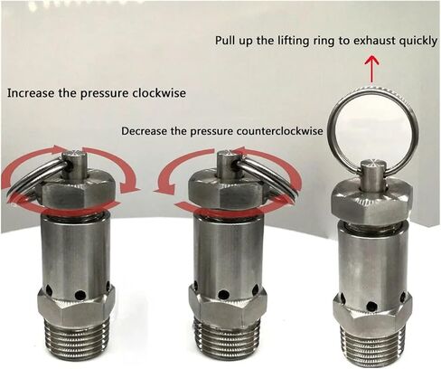 1PCS 1/4" 1/2" 0.5-10Bar 0.05-1.0Mpa 304 stainless steel spring pressure relief valve(6 Bar,1l2) in Saudi Arabia