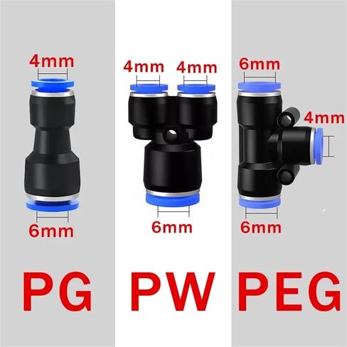 100pcs pe pu pg py pw connectors pneumatic fitting Quick Connect Tee 3way 3way plity tube mochector 4 6 8 10 12mm (14mm (100pcs) ، PEG) in Saudi Arabia