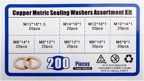 200Pcs/Box Washer Copper Sealing Solid Gasket Washer Sump Oil for Boat Crush Flat Seal Ring Tool in Saudi Arabia