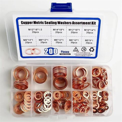200Pcs/Box Washer Copper Sealing Solid Gasket Washer Sump Oil for Boat Crush Flat Seal Ring Tool in Saudi Arabia