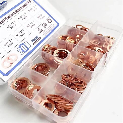 200Pcs/Box Washer Copper Sealing Solid Gasket Washer Sump Oil for Boat Crush Flat Seal Ring Tool in Saudi Arabia