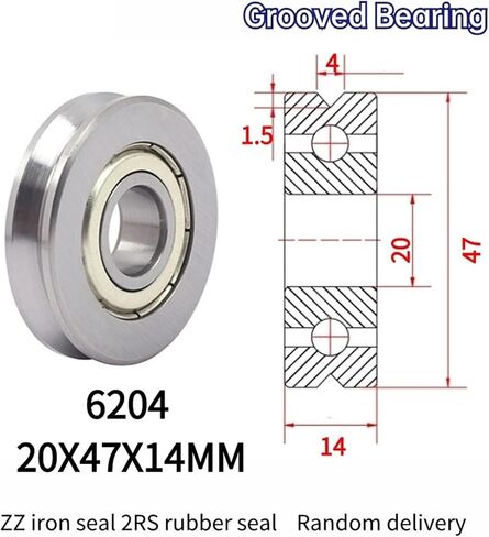 10PCS Straightening Mixed Wheel Over Line with Groove Bearing V 6204 20X47X14MM Pulley U Groove Type(V6204-3-1) in Saudi Arabia