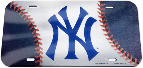 MLB New York Yankees Crystal Mirror Baseball Plate ، لون الفريق ، مقاس واحد in Kuwait