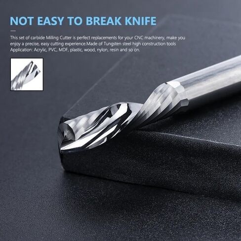 3.175/4/5/6/8/10/12mm Shank End Mill Single Flute Down Cut Spiral Router Bit CNC Milling Cutter for Acrylic PVC MDF Wood(3.175x2x8x40L) in Saudi Arabia