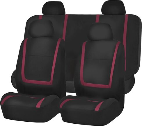 FH Group Car Seat Covers Rear Set Cloth - Car Seat Covers with Removable Headrest,Universal Fit,Automotive SeatCovers,Washable Car SeatCover for SUV,Sedan,Van Red in Kuwait