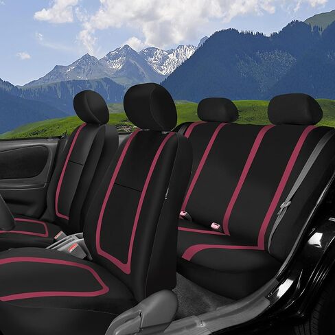 FH Group Car Seat Covers Rear Set Cloth - Car Seat Covers with Removable Headrest,Universal Fit,Automotive SeatCovers,Washable Car SeatCover for SUV,Sedan,Van Red in Kuwait