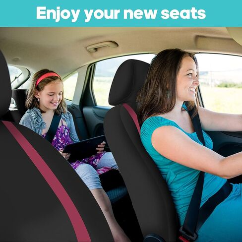 FH Group Car Seat Covers Rear Set Cloth - Car Seat Covers with Removable Headrest,Universal Fit,Automotive SeatCovers,Washable Car SeatCover for SUV,Sedan,Van Red in Kuwait