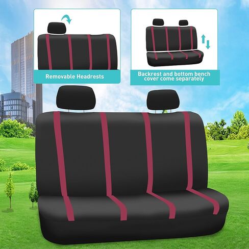 FH Group Car Seat Covers Rear Set Cloth - Car Seat Covers with Removable Headrest,Universal Fit,Automotive SeatCovers,Washable Car SeatCover for SUV,Sedan,Van Red in Kuwait